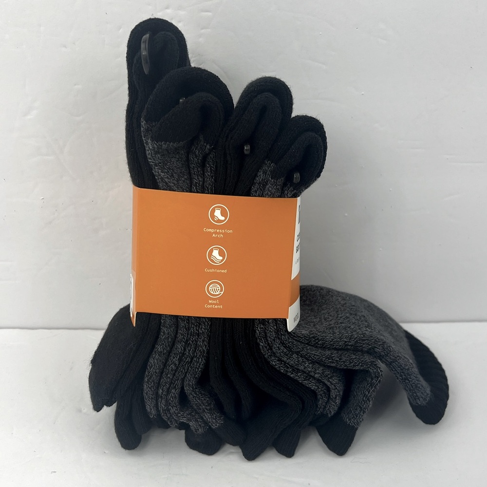 TIMBERLAND, CUSHIONED WOOL BLEND BOOT SOCKS, 4 PAIRS,BLUE/GREY & BLACK COLORS - Picture 5 of 17